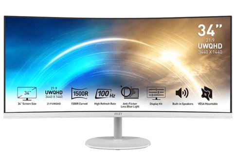 MSI Pro MP341CQW 100 Hz 1 ms 34 inç UWQHD Curved VA Hoparlörlü VGA HDMI Freesync 3440 x 1440 px LED Monitör