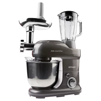 Emsan Bella Gusto Maxi Aliminyum Döküm 1300 W 5 lt Stand Hamur Yoğurma ve Mutfak Şefi Antrasit