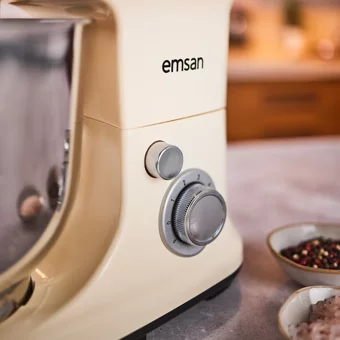 Emsan Bella Gusto Maxi Aliminyum Döküm 1300 W 5 lt Stand Hamur Yoğurma ve Mutfak Şefi Krem