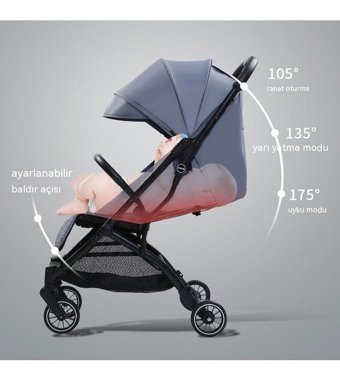 Haiyaao Sty01 Katlanabilir Bebek Arabası Gri