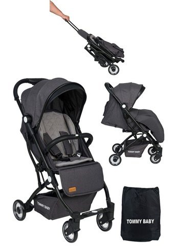 Tommy Baby Opera Katlanabilir 360 Derece Dönen Tam Yatar Kabin Tipi Puset Bebek Arabası Antrasit