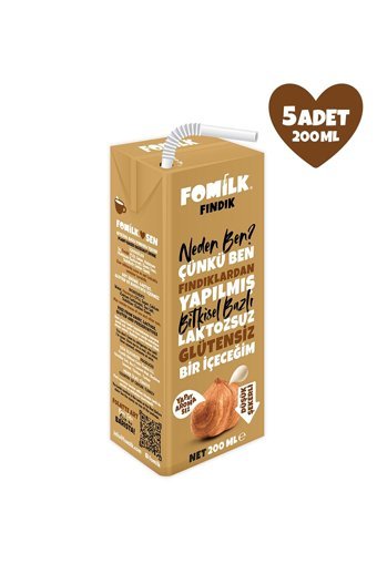 Fomilk Vegan Fındık Sütü Laktozsuz 5'li 200 ml