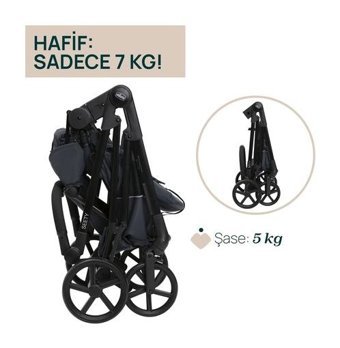 Chicco Seety Katlanabilir Tek Elle Kapanan Tam Yatar Bebek Arabası Gri