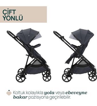 Chicco Seety Katlanabilir Tek Elle Kapanan Tam Yatar Bebek Arabası Gri
