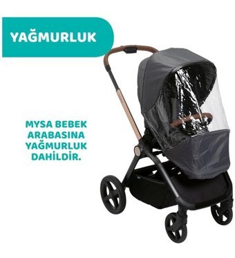 Chicco Mysa Çift Yönlü Katlanabilir Tek Elle Kapanan 360 Derece Dönen Tam Yatar Travel Sistem Bebek Arabası Siyah