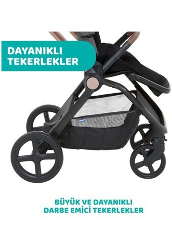 Chicco Mysa Çift Yönlü Katlanabilir Tek Elle Kapanan 360 Derece Dönen Tam Yatar Travel Sistem Bebek Arabası Siyah
