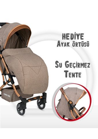 Tommy Baby Golf Katlanabilir 360 Derece Dönen Kabin Tipi Puset Bebek Arabası Kahverengi