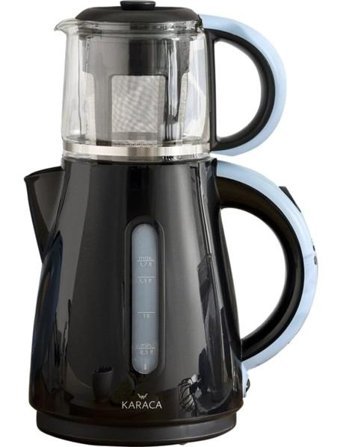 Karaca 1501 Cam Demlikli 1500 W Plastik Gövdeli Siyah Vintage Çay Makinesi