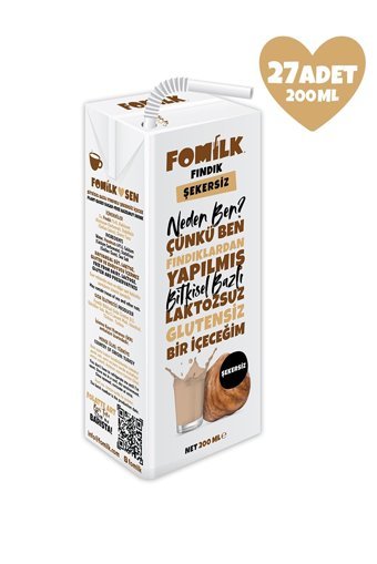 Fomilk Şekersiz Fındık Sütü Laktozsuz 27'li 200 ml