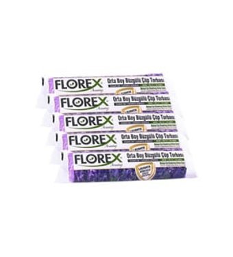 Florex Lavanta Kokulu Büzgülü Orta Boy 55x60 cm Çöp Poşeti 5x10 Adet Mor