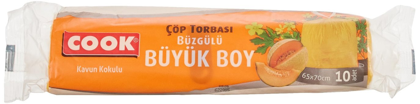 Cook Kavun Kokulu Büzgülü Büyük Boy 65x70 cm Çöp Poşeti 10 Adet Turuncu