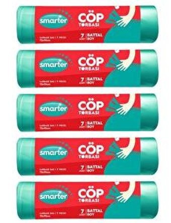 Smarter Kokulu Battal Boy 72x95 cm Çöp Poşeti 5x7 Adet Yeşil