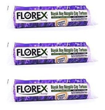 Florex Lavanta Kokulu Büzgülü Büyük Boy 65x70 cm Çöp Poşeti 3x10 Adet Mor