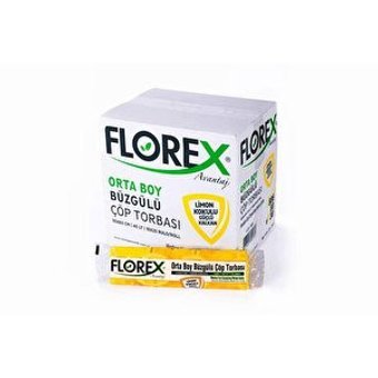 Florex Limon Kokulu Büzgülü Büyük Boy 55x60 cm Çöp Poşeti 25x10 Adet Sarı