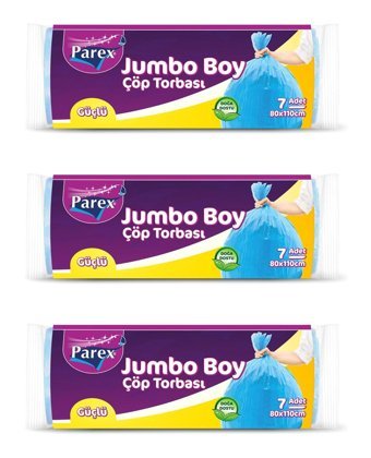 Parex Kokulu Jumbo Boy 80x110 cm Çöp Poşeti 3x7 Adet Mavi