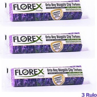 Florex Lavanta Kokulu Büzgülü Orta Boy 55x60 cm Çöp Poşeti 3x10 Adet Mor