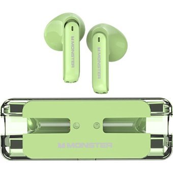Monster XKT08 Su Geçirmez Çift Mikrofonlu 5.3 Silikonsuz Gürültü Önleyici Kablosuz Kulak İçi Bluetooth Kulaklık Yeşil