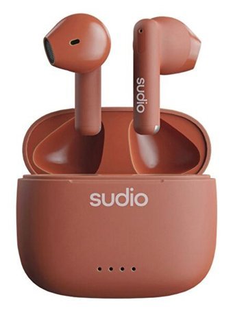 Sudio A1 Sienna Red Android-iOS Uyumlu Su Geçirmez Çift Mikrofonlu 5.3 Silikonsuz Gürültü Önleyici Kablosuz Kulak İçi Bluetooth Kulaklık Kırmızı