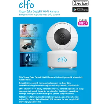 Elfo Hareket Sensörlü Gece Görüşlü Kablosuz Full HD IP Bebek Kamerası