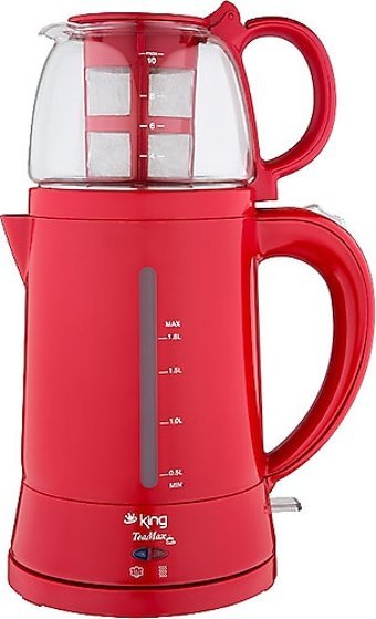 King K 8500 Cam Demlikli 1800 W Plastik Gövdeli Kırmızı Çay Makinesi