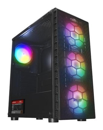 Rampage Redsky RGB Mesh 4 Fanlı Temperli Cam Siyah Dikey Mid Tower Oyuncu Bilgisayar Kasası
