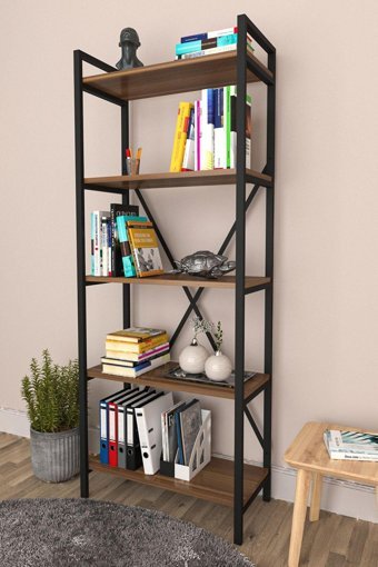 Wood House Bahar 5 Raflı Suntalam 50x180x35 cm Ceviz