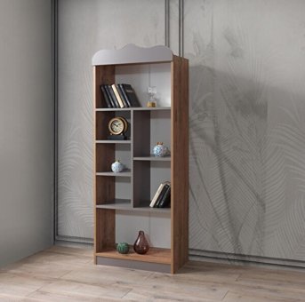 Sivas Gözde Mobilya Modern Dekoratif Genç Odası Çok Gözlü 6 Raflı Ahşap 67x37x171 cm Kahverengi