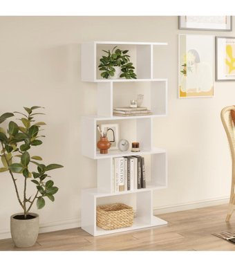 Unisoft Dikey 5 Bölmeli 5 Raflı Suntalam 71x156x24 cm Beyaz
