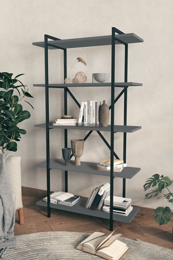 Bofigo Dekoratif 5 Raflı Metal 90x159x29 cm Antrasit