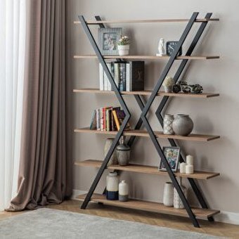 Eymense X Büyük 6 Raflı Suntalam 139x183x29 cm Kahverengi
