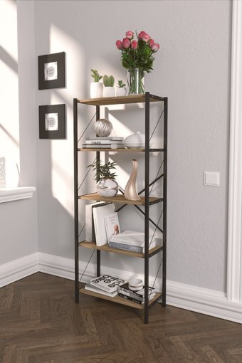 Noowa 5 Raflı Metal 60x150x30 cm Kahverengi