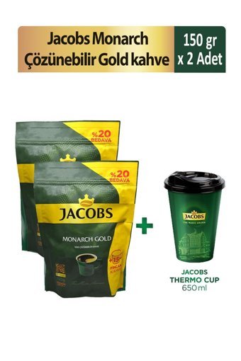 Jacobs Monarch Gold Paket Granül Kahve 2x150 gr + Thermo Cup 650 ml