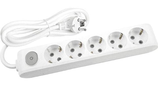 Viko Multi-Let 3500 W Kalın Topraklı Anahtarlı 5'li 3 m Uzatma Kablosu Beyaz