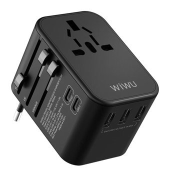 Wiwu UA-303 USB Type C Kablolu 18 W Çoklu Şarj Hızlı Şarj Aleti Siyah