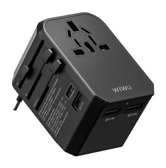 Wiwu UA-304 USB Type C Kablolu 45 W Çoklu Şarj Hızlı Şarj Aleti Siyah