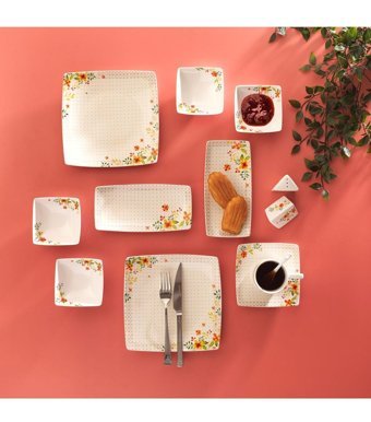 Schafer Day 32 Parça Çok Renkli Desenli Seramik Kahvaltı Takımı