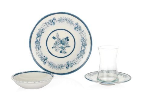 Schafer Lily 16 Parça Beyaz-Mavi Desenli Seramik Kahvaltı Takımı