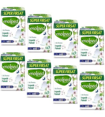 Molped Pure&Soft Organik Antialerjik İnce 18'li Hijyenik Ped 8 Adet
