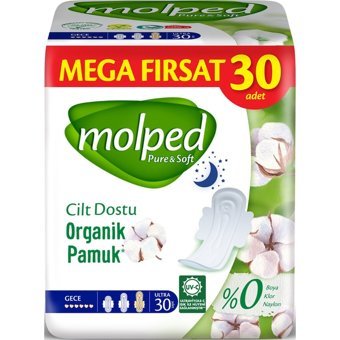 Molped Pure&Soft Organik Antialerjik Ultra İnce 30'lu Hijyenik Ped