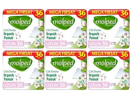 Molped Pure Soft Organik Antialerjik İnce 36'lı Hijyenik Ped 6 Adet