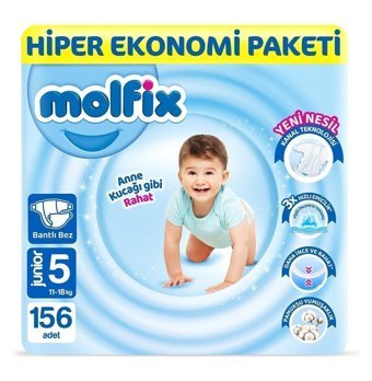 Molfix Ultra Fırsat Paketi Junior 5 Numara Bantlı Bebek Bezi 156'lı