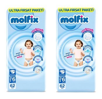 Molfix Ultra Fırsat Paketi 6 Numara Bantlı Bebek Bezi 2x62'li