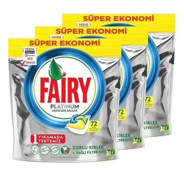 Fairy Platinum Limon Tablet Bulaşık Makinesi Deterjanı 3x72 Adet