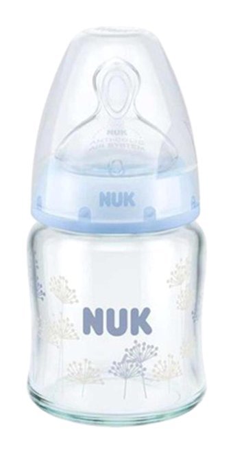 Nuk First Choice Cam Yenidoğan Yavaş Akışlı 0-6 Ay Mavi Biberon 120 ml