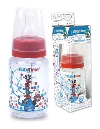 Baby Time Bt074 Cam Yenidoğan Yavaş Akışlı 0-18 Ay Desenli Kırmızı Biberon 150 ml