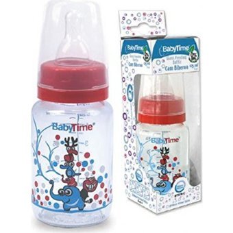Baby Time Bt074 Cam Yenidoğan Yavaş Akışlı 0-18 Ay Desenli Kırmızı Biberon 150 ml