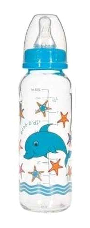 Bebedor 31302 Cam Yenidoğan 3+ Ay Desenli Mavi Biberon 250 ml