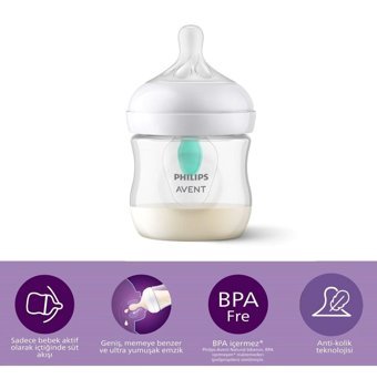 Philips Avent Natural Polipropilen Gaz Yapmayan Antikolik Yenidoğan Yavaş Akışlı 0+ Ay Şeffaf Biberon 125 ml