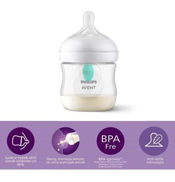 Philips Avent Natural Polipropilen Gaz Yapmayan Antikolik Yenidoğan Yavaş Akışlı 0+ Ay Şeffaf Biberon 125 ml