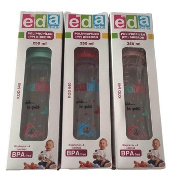Eda Bebe 640 Polipropilen 6-18 Ay Desenli Çok Renkli Biberon Seti 3x250 ml